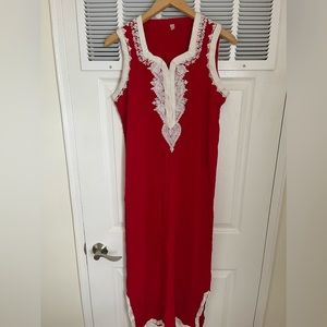 Young girls red Moroccan dress